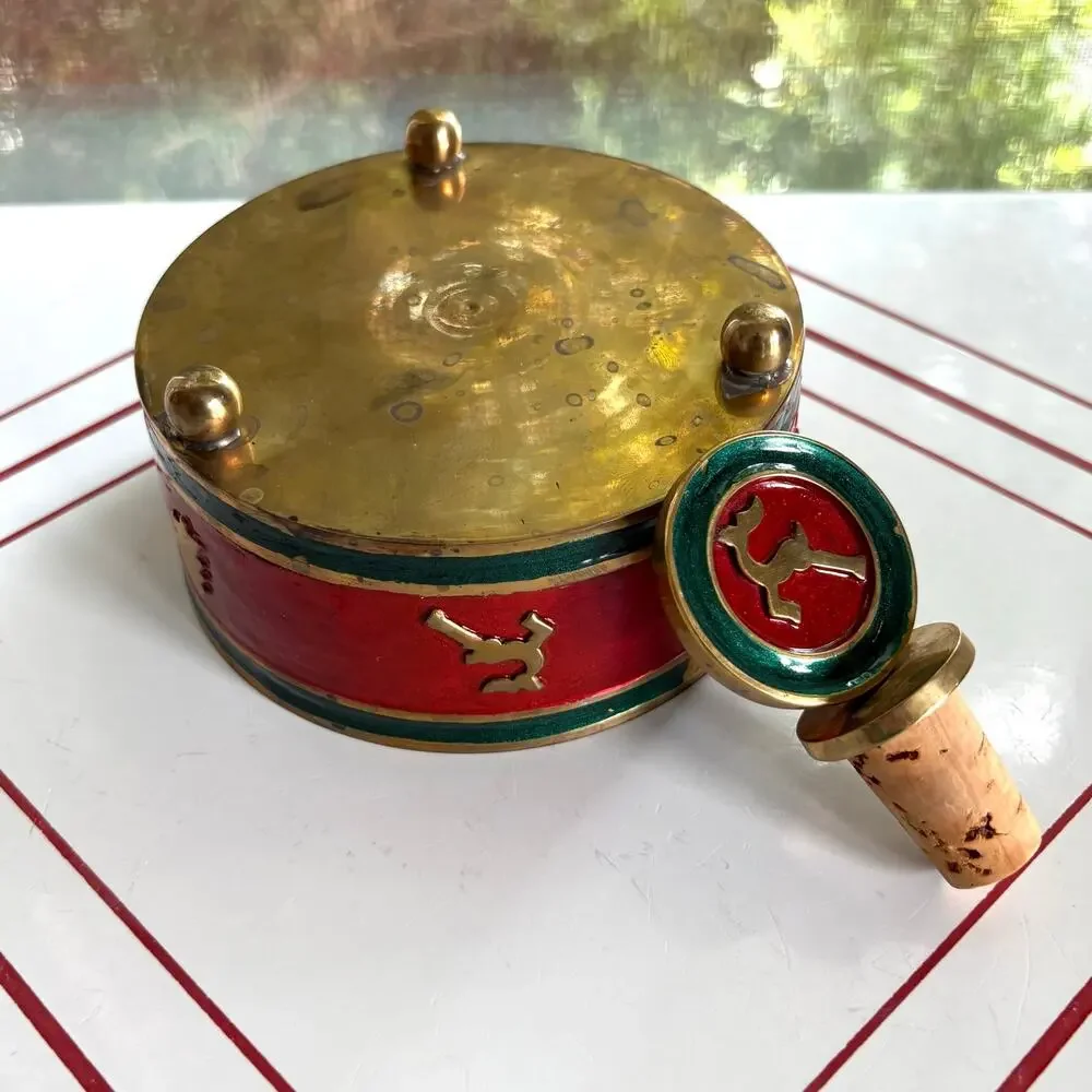 Christmas Enamel Wine Coaster & Stopper Set, Reindeer Tree